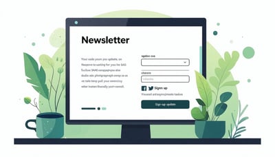 Modern newsletter sign-up illustration for SaaS updates
