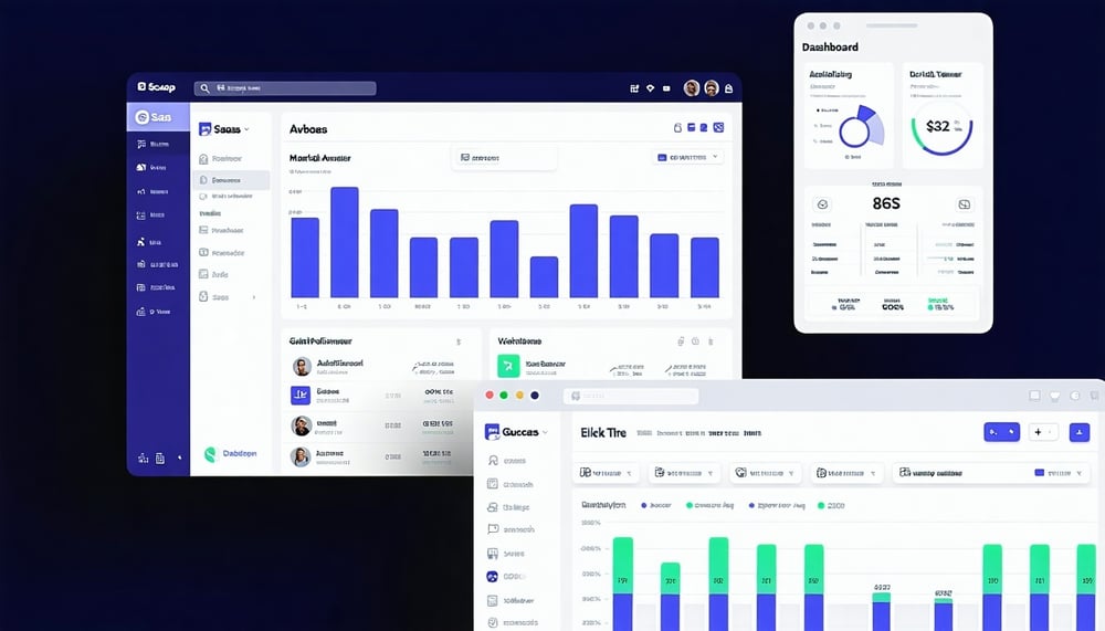 Modern SaaS dashboard interface on multiple devices